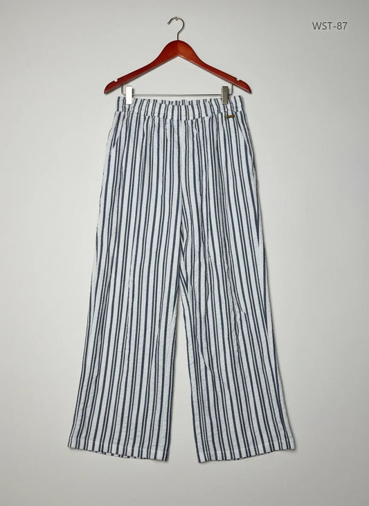 Secondhand Branded Womens Summer Trousers by Cut Label, WHITE MULTI Viscose fabric, Premium condition, for Womens - Online Thrift Shop Lahore Pakistan