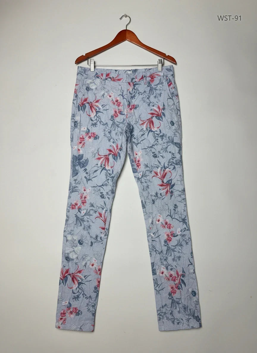 Premium Condition Womens Summer Trousers | Preloved DUNNES STORE | BLUE MULTI Viscose | Thrift Shop for Womens Islamabad Pakistan | OTS