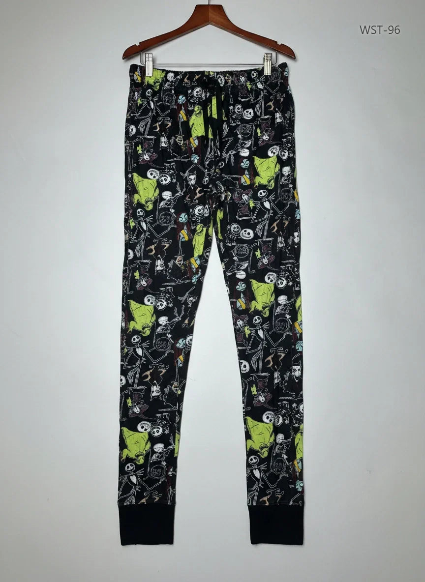 Preloved Premium Womens Summer Trousers by Disney, BLACK MULTI Cotton for Womens - OTS Thrift Shop Karachi Pakistan