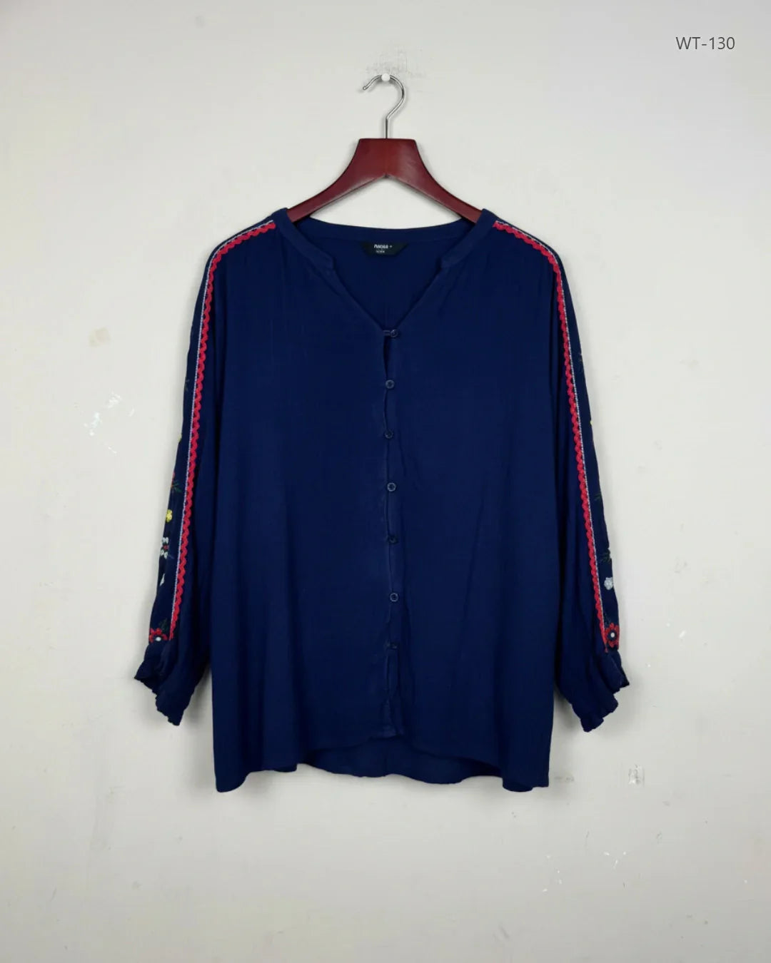 Shop Premium Womens Summer Tops by Max | Preloved Branded Clothes | Navy Blue Viscose | Women | OTS Thrift Store Peshawar Pakistan