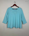 UK Imported secondhand Womens Summer Tops - XE brand, Teal Cotton, Premium condition, for Women - Online Thrift Store Peshawar Pakistan