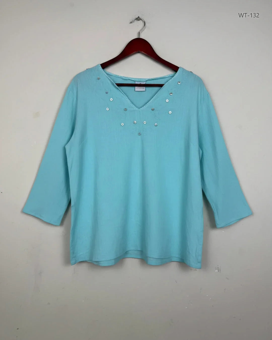 UK Imported secondhand Womens Summer Tops - XE brand, Teal Cotton, Premium condition, for Women - Online Thrift Store Peshawar Pakistan