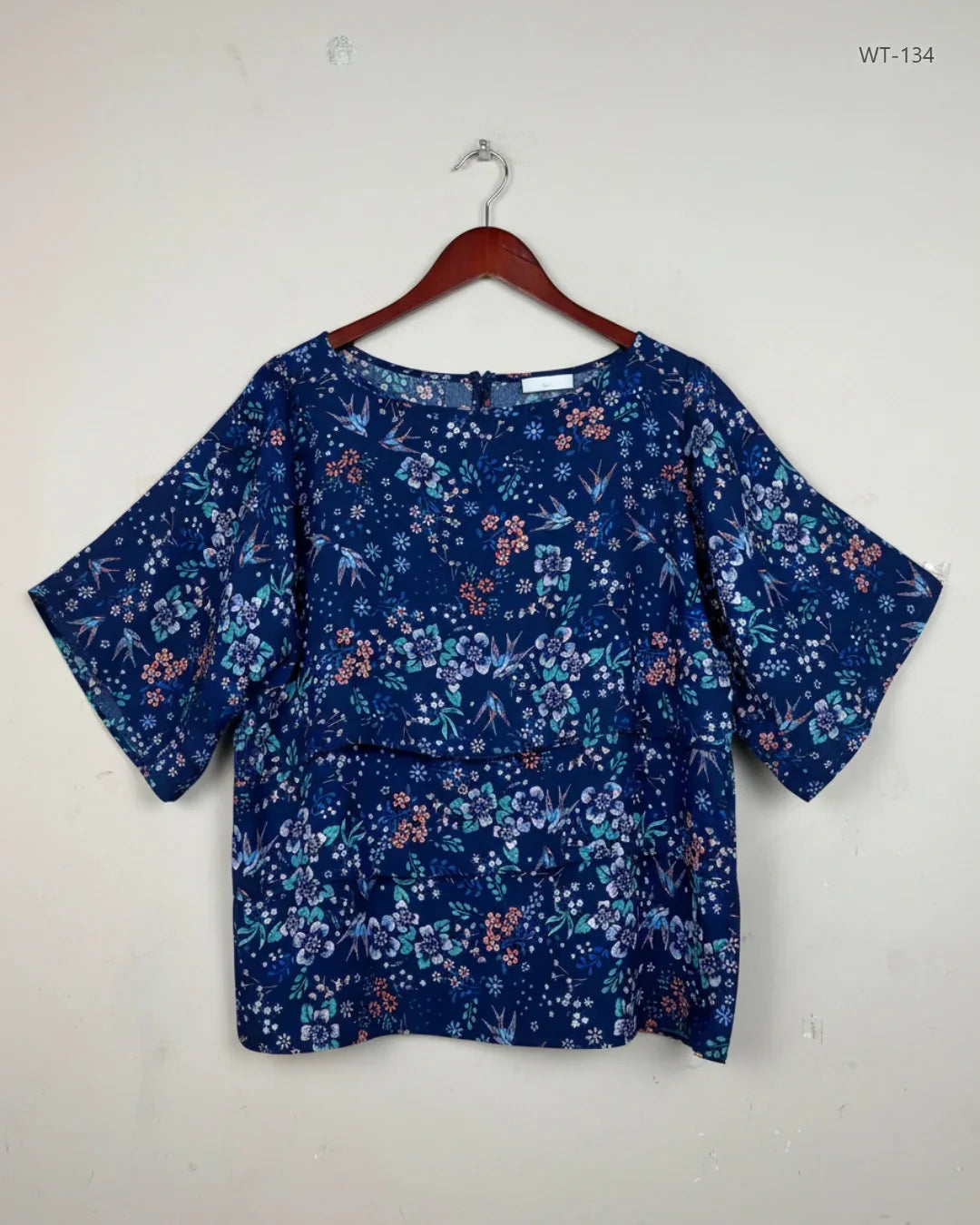 Secondhand Branded Womens Summer Tops by Unknown, BLUE MULTI Polyester fabric, Premium condition, for Women - Online Thrift Shop Karachi Pakistan