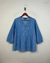 Premium Condition Womens Summer Tops | Preloved Bonmarché | Blue Corduroy | Thrift Shop for Women Karachi Pakistan | OTS
