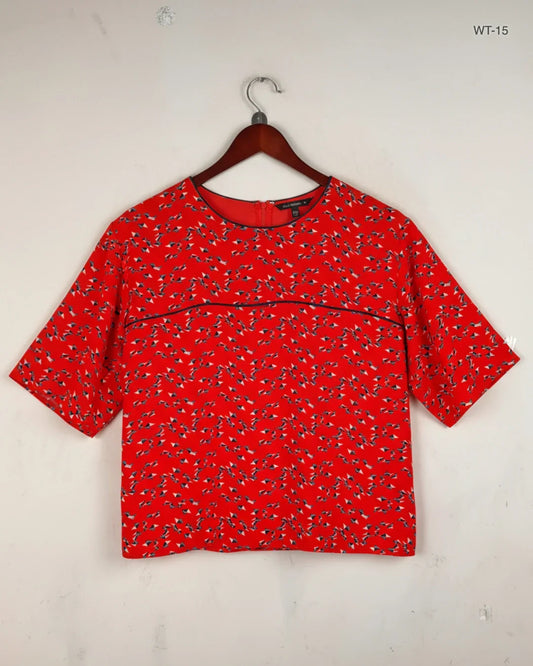Premium Condition Womens Summer Tops | Preloved Zara | OrangeRed Viscose | Thrift Shop for Women Islamabad Pakistan | OTS