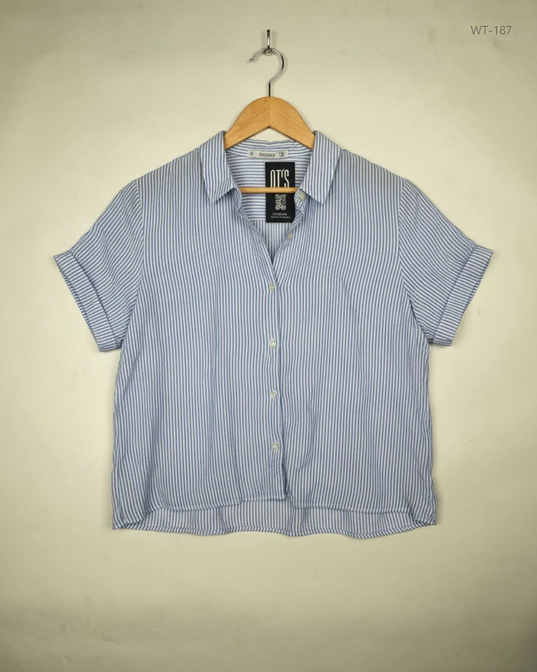 UK Imported secondhand Womens Summer Tops - PULL&BEAR brand, WHITE & BLUE Polyester, Premium condition, for Women - Online Thrift Store Peshawar Pakistan