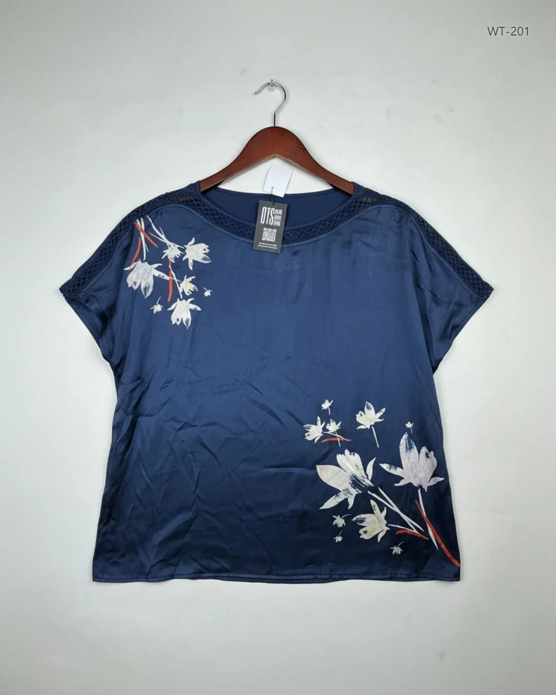 Womens Summer Tops | Classic | Preloved Branded | Navy Blue Polyester | Premium | OTS Thrift Store Islamabad Pakistan
