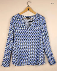 Shop Premium Womens Summer Tops by F&F | Preloved Branded Clothes | Blue Polyester | Women | OTS Thrift Store Islamabad Pakistan