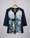 Secondhand Branded Womens Summer Tops by GELCO, Blue Polyester fabric, Excellent condition, for Women - Online Thrift Shop Karachi Pakistan
