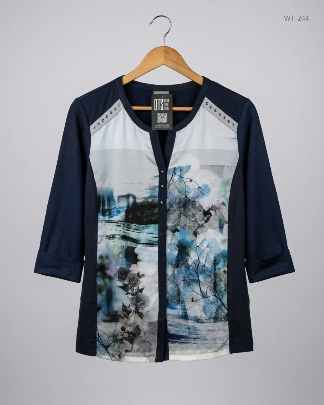 Secondhand Branded Womens Summer Tops by GELCO, Blue Polyester fabric, Excellent condition, for Women - Online Thrift Shop Karachi Pakistan