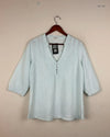 Secondhand Branded Womens Summer Tops by Marks & Spencer, Teal Cotton fabric, Premium condition, for Women - Online Thrift Shop Karachi Pakistan