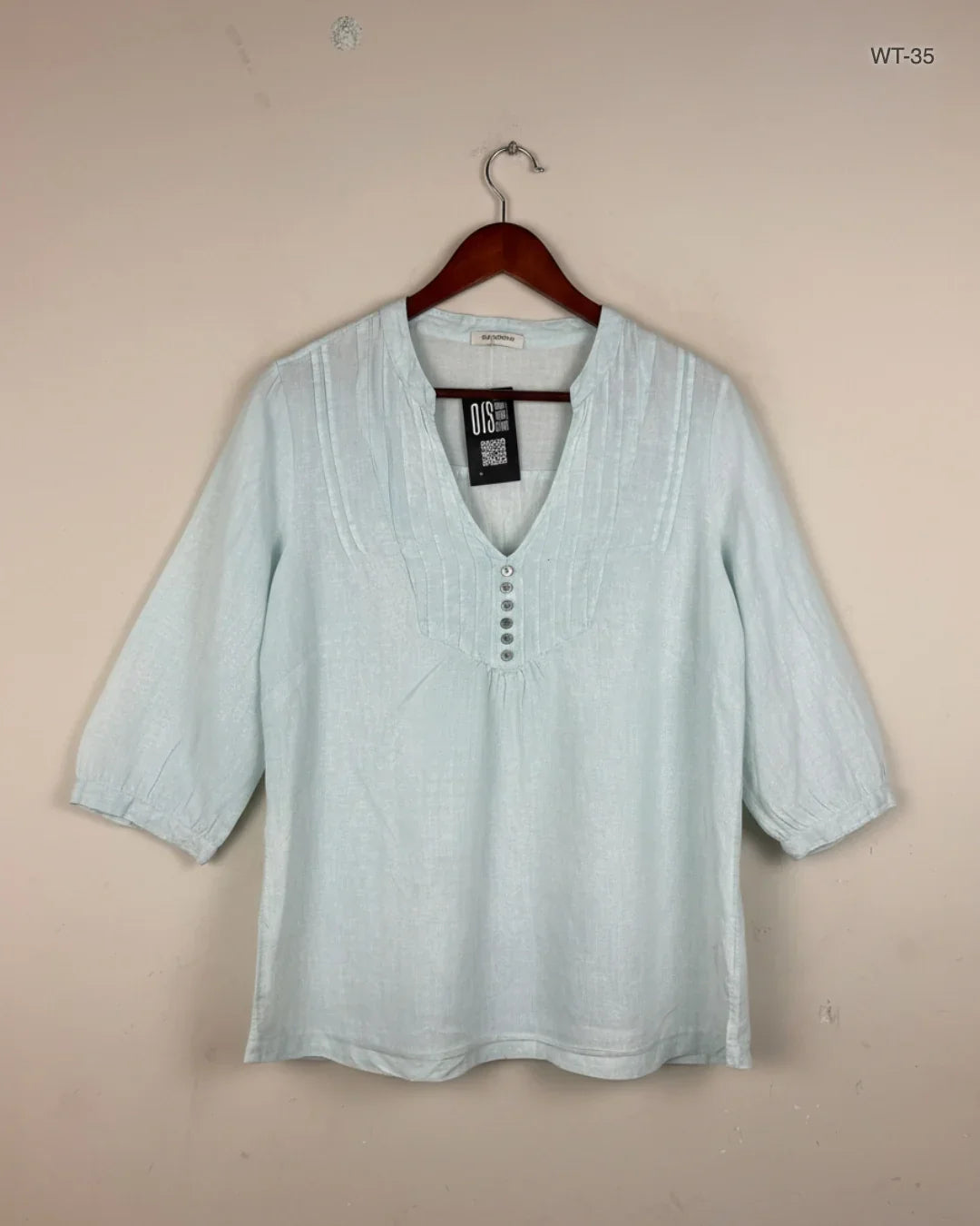 Secondhand Branded Womens Summer Tops by Marks & Spencer, Teal Cotton fabric, Premium condition, for Women - Online Thrift Shop Karachi Pakistan