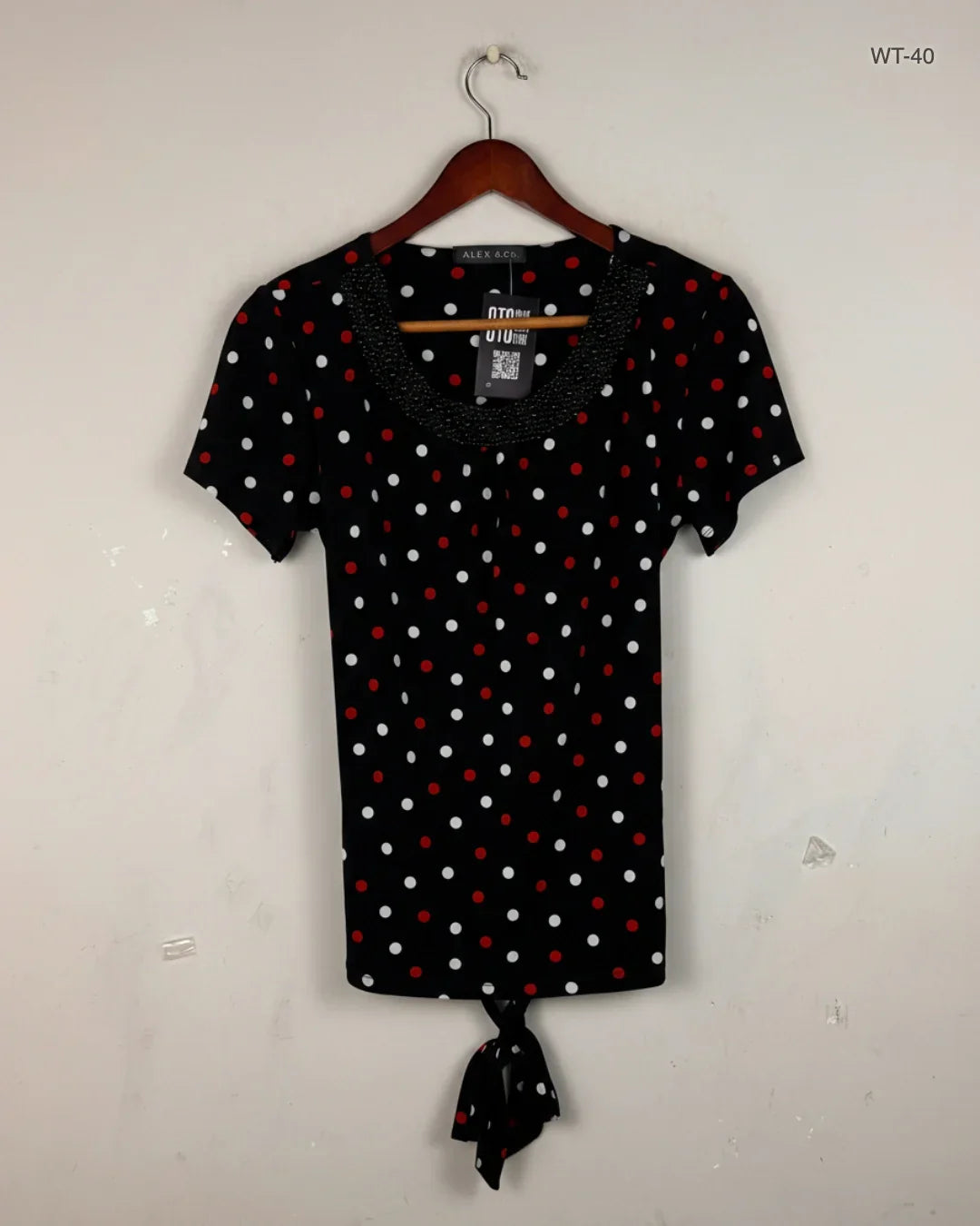 Preloved Premium Womens Summer Tops by Alex & Co, Black Polyester for Women - OTS Thrift Shop Islamabad Pakistan