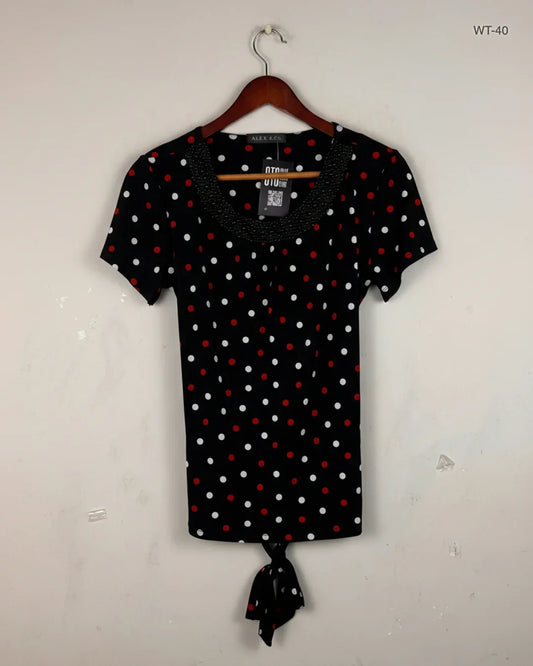 Preloved Premium Womens Summer Tops by Alex & Co, Black Polyester for Women - OTS Thrift Shop Islamabad Pakistan