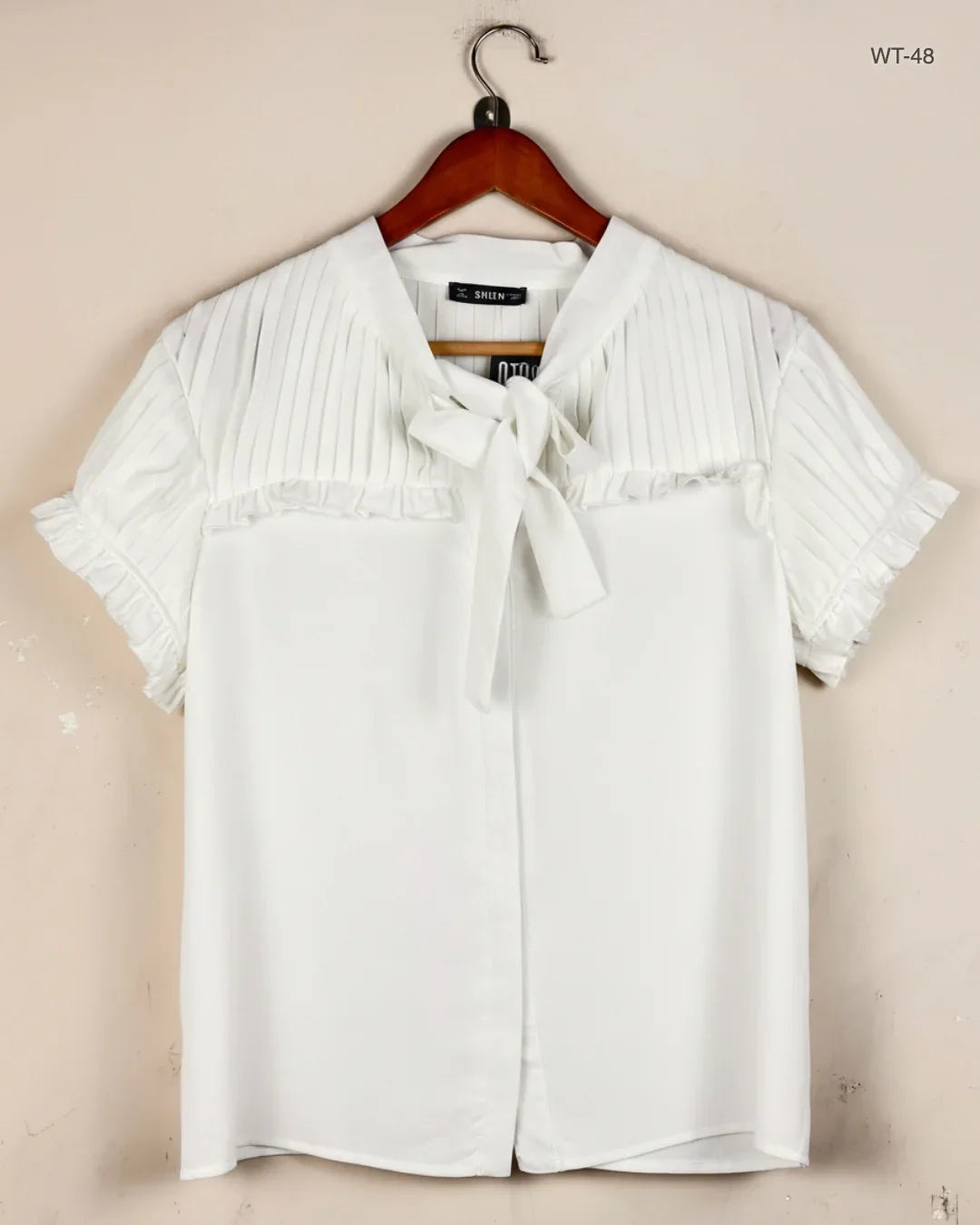 Preloved Premium Womens Summer Tops by Shein, White Polyester for Women - OTS Thrift Shop Lahore Pakistan