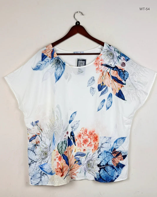 Preloved Premium Womens Summer Tops by Peruna, White Polyester for Women - OTS Thrift Shop Lahore Pakistan