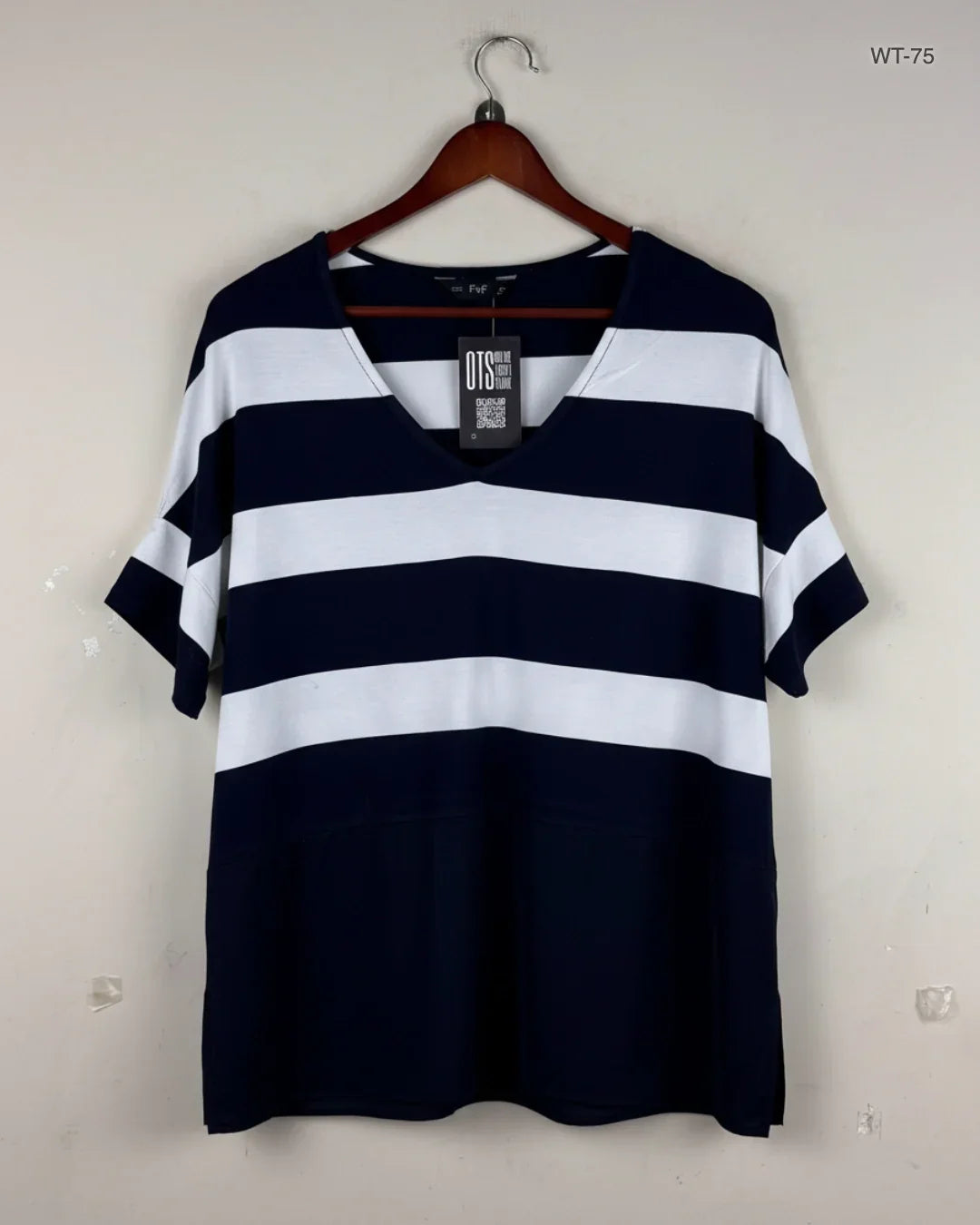 Preloved Premium Womens Summer Tops by F&F, Blue & White Polyester for Women - OTS Thrift Shop Islamabad Pakistan