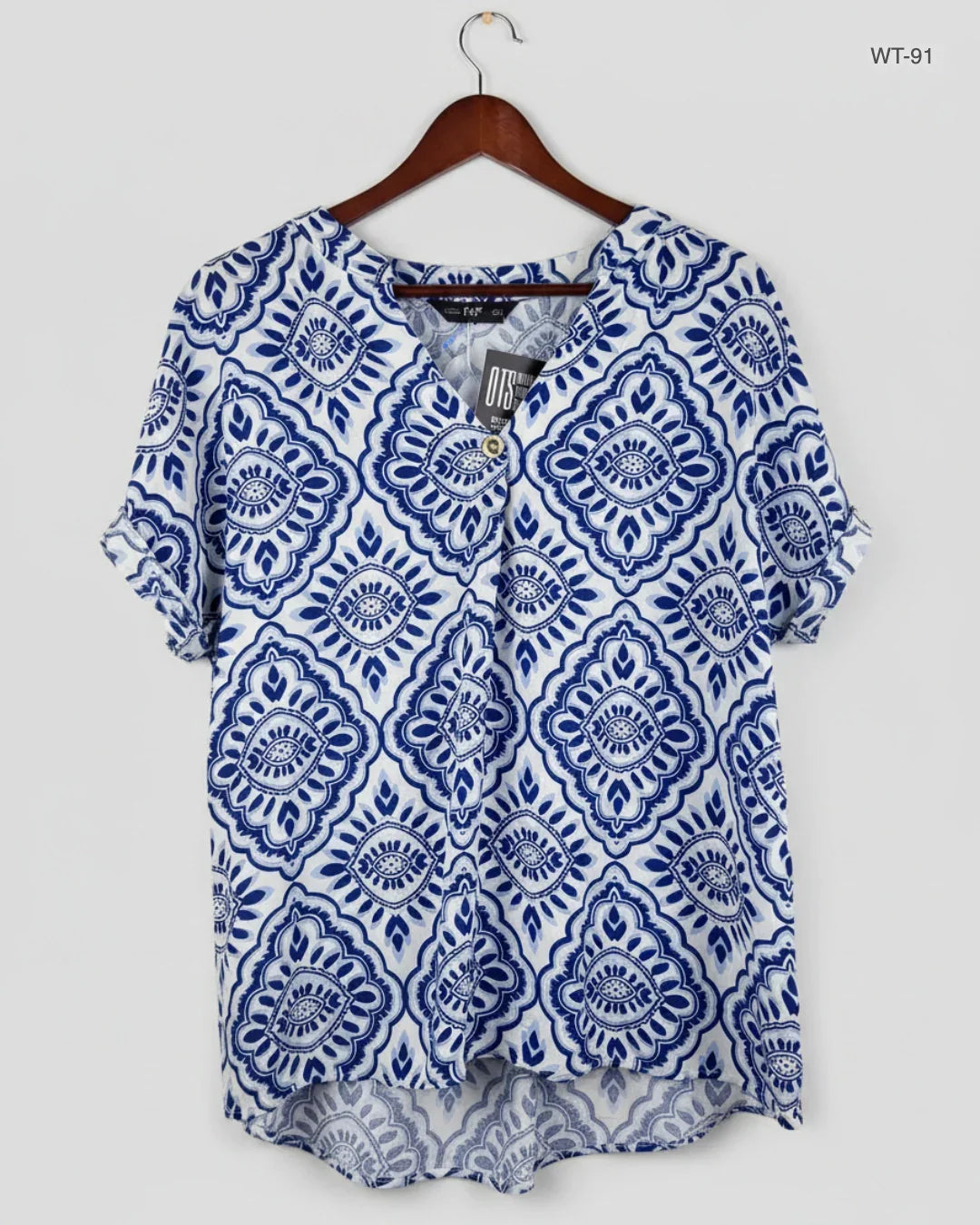 Womens Summer Tops | F&F | Preloved Branded | white & blue Polyester | Premium | OTS Thrift Store Lahore Pakistan