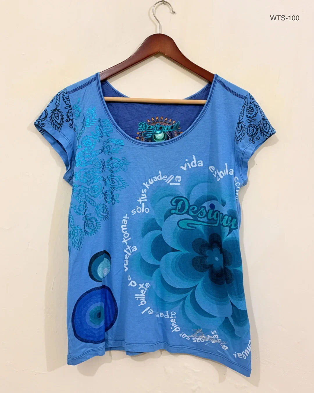 Premium Condition Womens Tshirts | Preloved Desigual | Blue Cotton | Thrift Shop for Women Karachi Pakistan | OTS