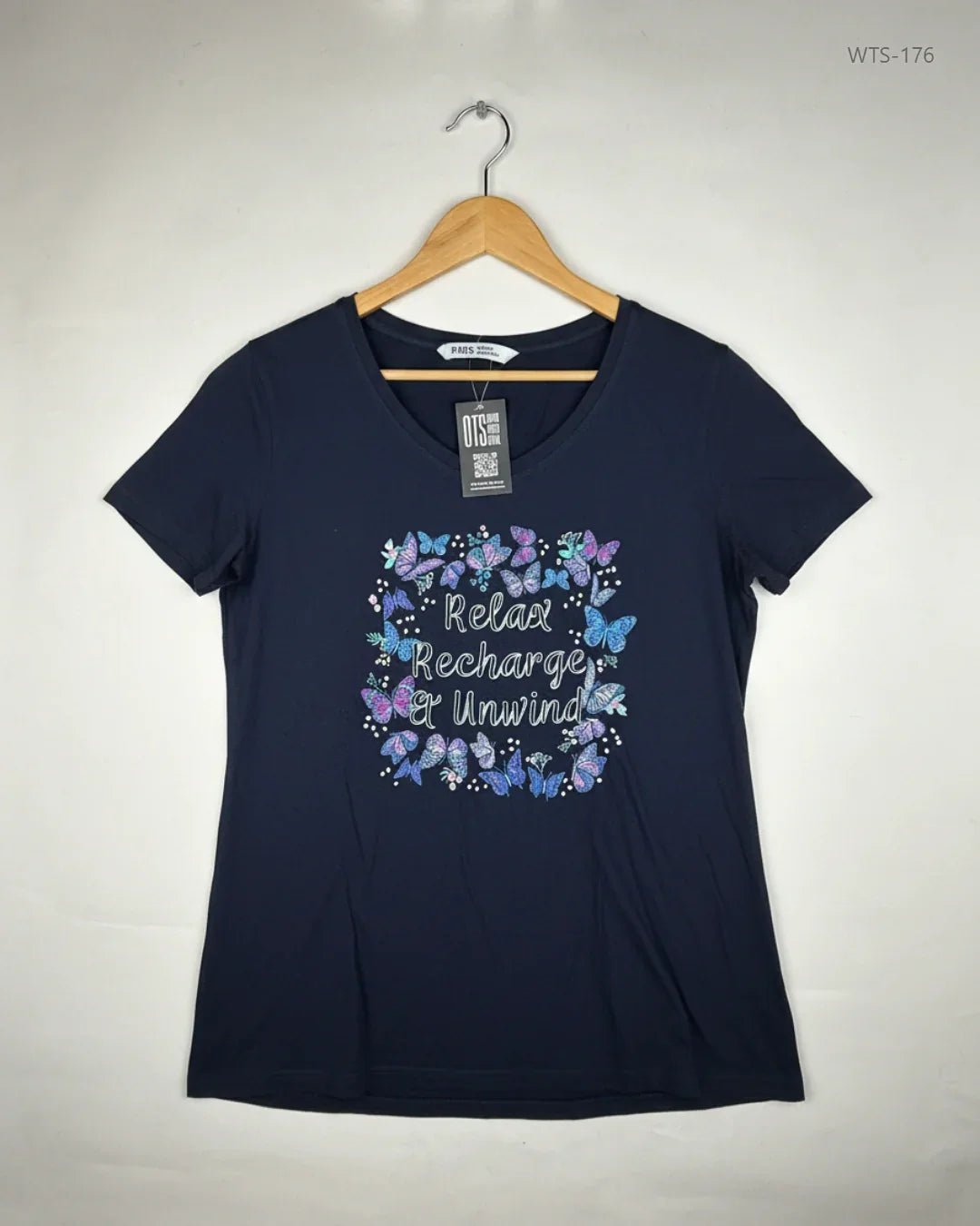 Shop Premium Womens Tshirts by YOURS | Preloved Branded Clothes | DarkBlue Cotton | | OTS Thrift Store Peshawar Pakistan