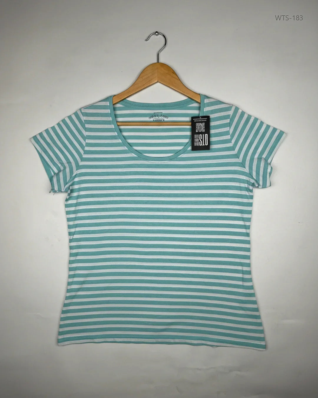 UK Imported secondhand Womens Tshirts - SANIYA brand, Cyan Cotton, Premium condition, for - Online Thrift Store Karachi Pakistan