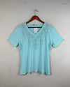 Preloved Premium Womens Tshirts by Mega, Turquoise Polyester for Women - OTS Thrift Shop Peshawar Pakistan