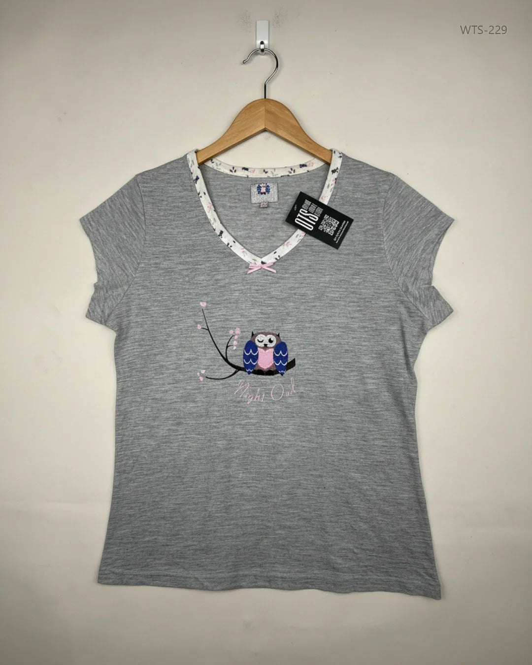 Shop Premium Womens Tshirts by Night Owl | Preloved Branded Clothes | Gray Polyester | | OTS Thrift Store Karachi Pakistan