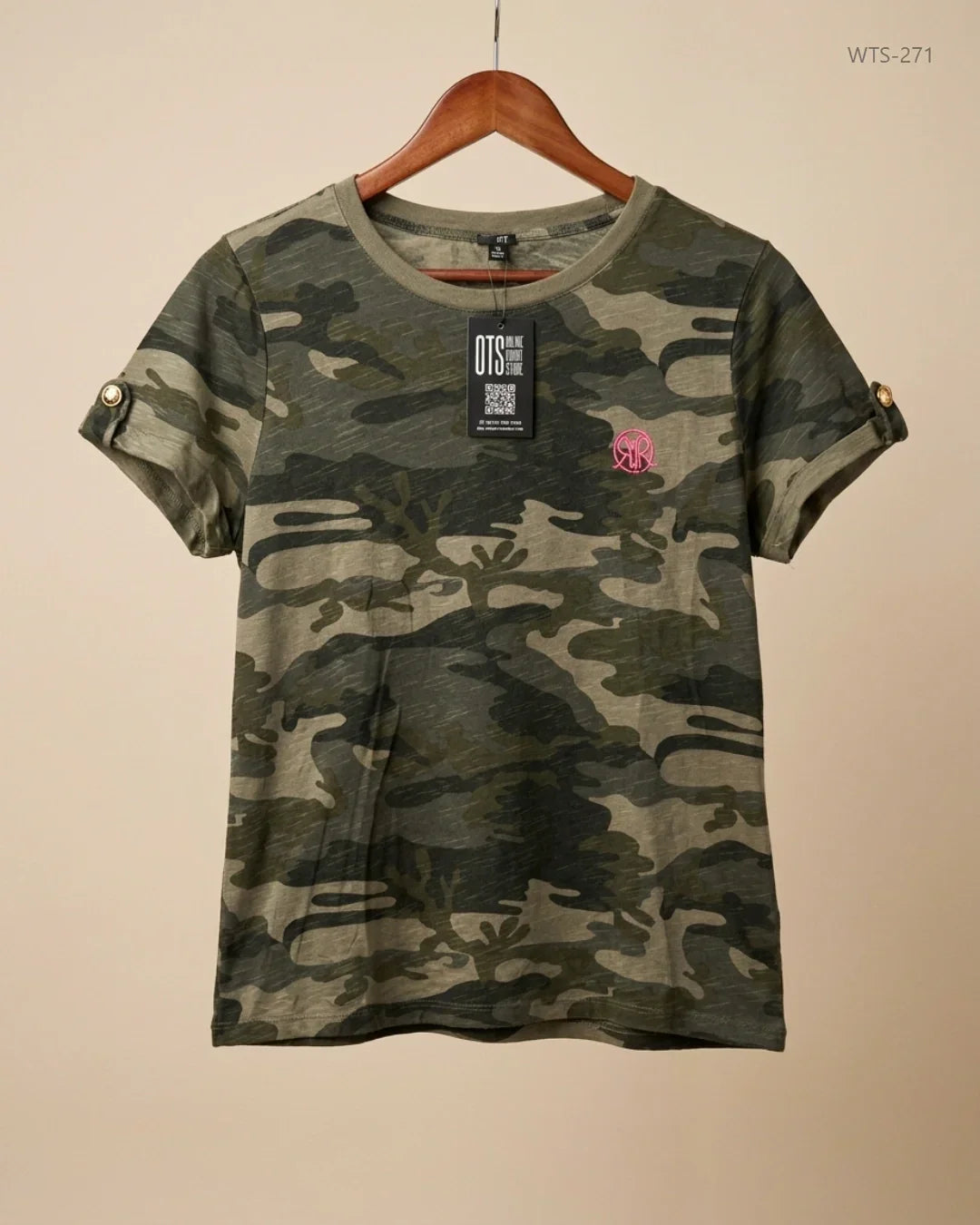 Preloved Excellent Womens Tshirts by River Island, Army Green Cotton for Womens - OTS Thrift Shop Islamabad Pakistan