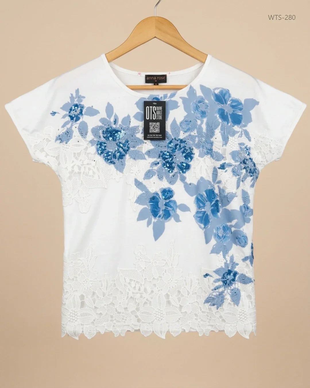 Secondhand Branded Womens Tshirts by Anna Rose, SkyBlue Cotton fabric, Premium condition, for Womens - Online Thrift Shop Lahore Pakistan