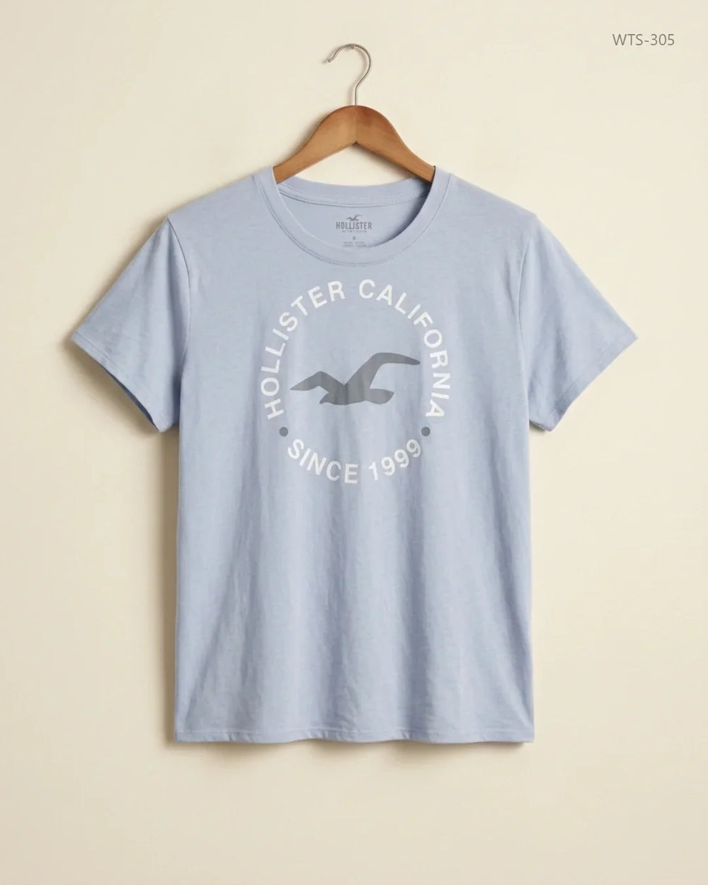 Preloved Premium Womens Tshirts by HOLLISTER, SkyBlue Cotton for Womens - OTS Thrift Shop Lahore Pakistan