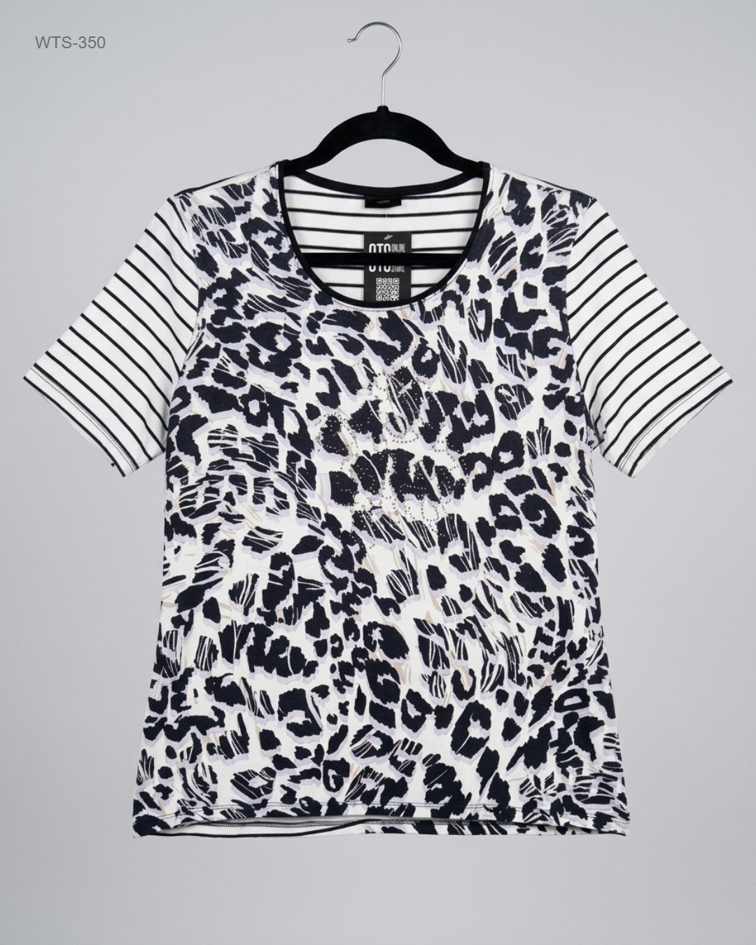 UK Imported secondhand Womens Tshirts - CUT LABEL brand, Black & White Polyester, Premium condition, for Womens - Online Thrift Store Lahore Pakistan