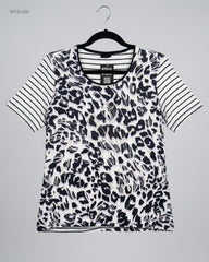 UK Imported secondhand Womens Tshirts - CUT LABEL brand, Black & White Polyester, Premium condition, for Womens - Online Thrift Store Lahore Pakistan