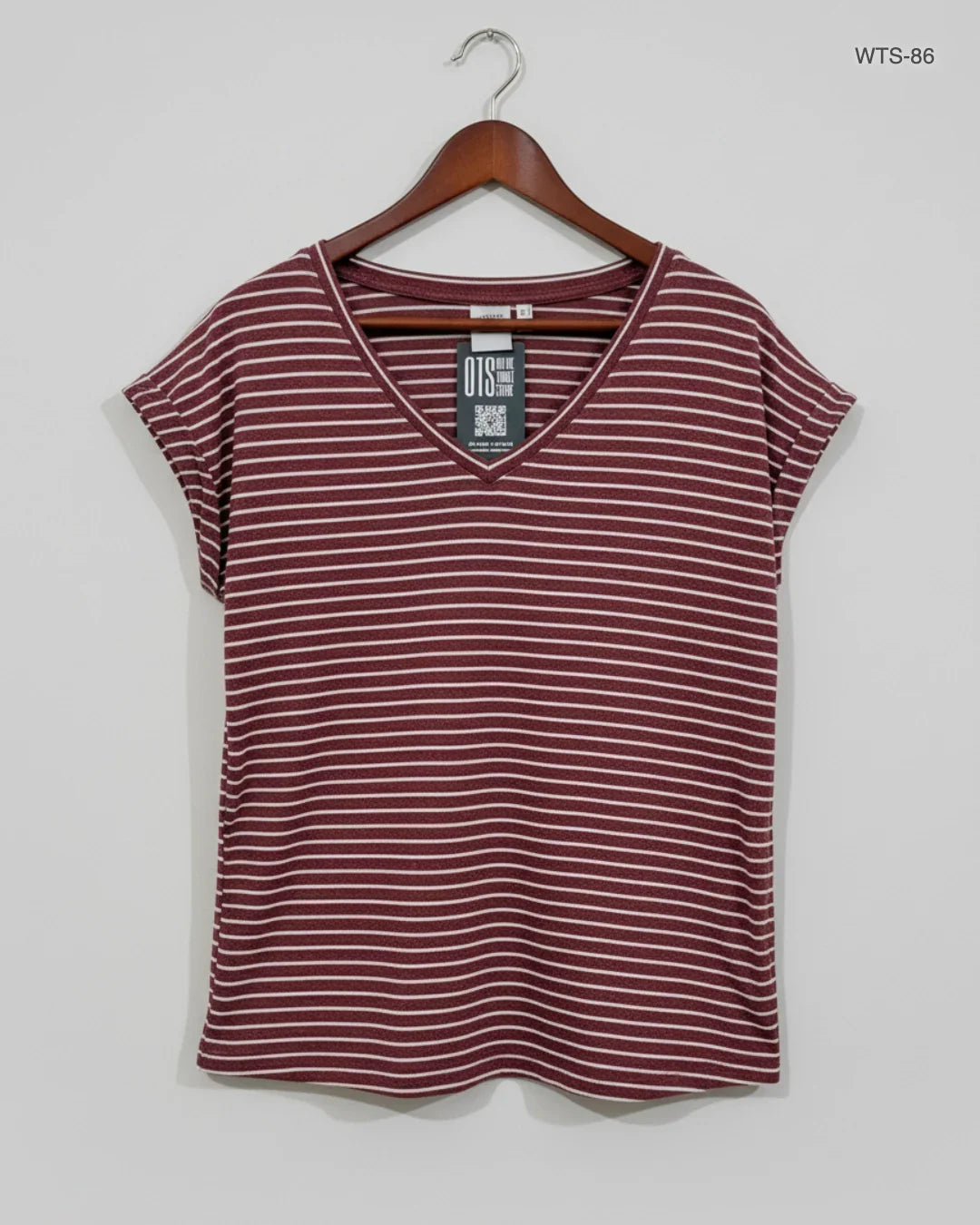 Preloved Premium Womens Tshirts by ICHI, Maroon Cotton for Women - OTS Thrift Shop Peshawar Pakistan