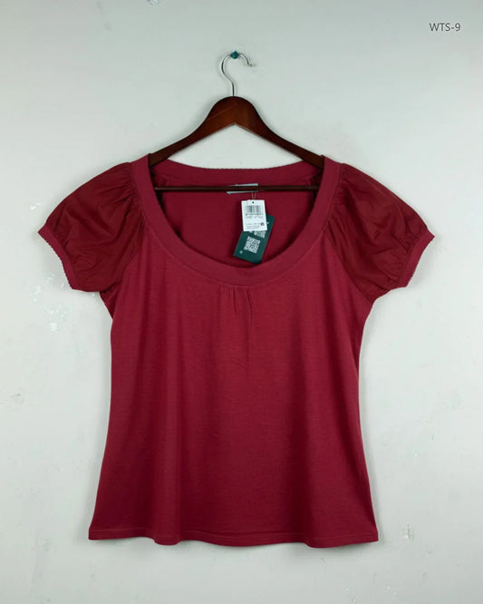 Womens Tshirts | Marks & Spencer | Preloved Branded | Maroon Cotton | Premium Plus | OTS Thrift Store Peshawar Pakistan