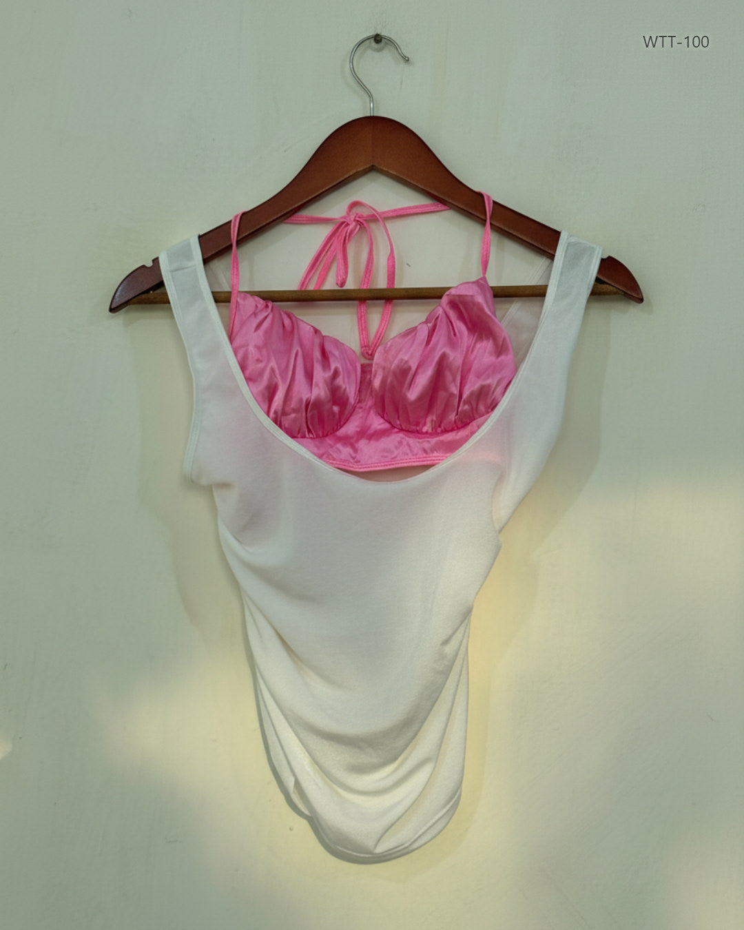 Shop Premium Womens Tank Top by Shein | Preloved Branded Clothes | White & Pink Polyester | Womens | OTS Thrift Store Peshawar Pakistan