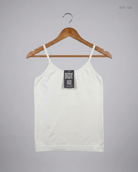 Shop Premium Womens Tank Top by Cut Label | Preloved Branded Clothes | OffWhite Polyester | Womens | OTS Thrift Store Peshawar Pakistan