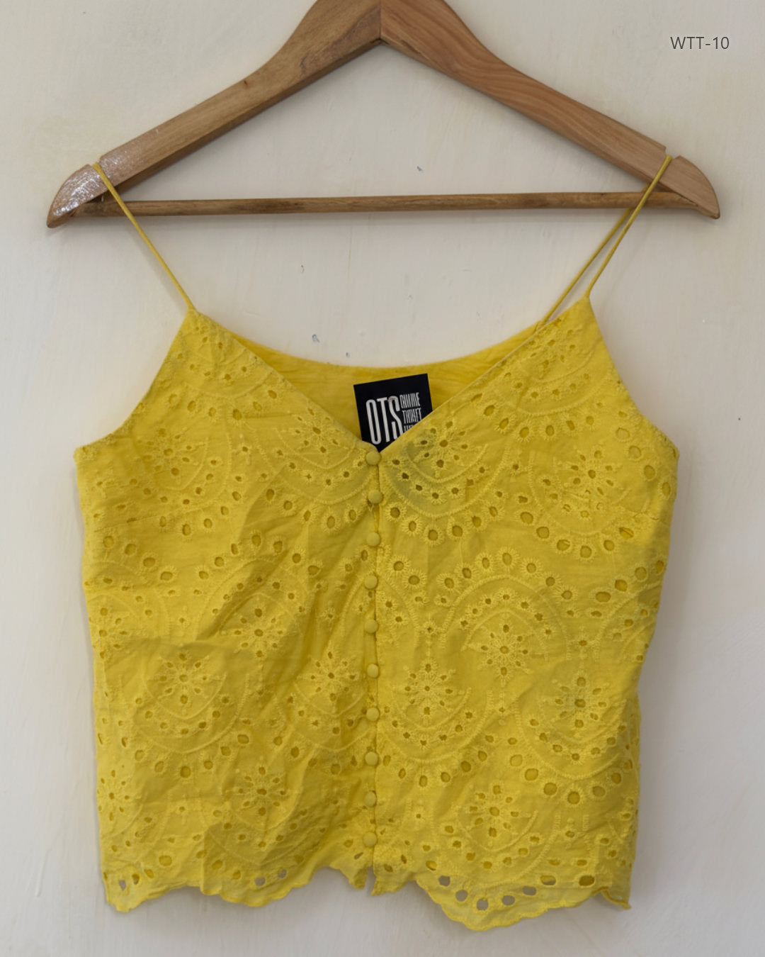 Preloved Premium Womens Tank Top by Unknown, Yellow Cotton for Womens - OTS Thrift Shop Lahore Pakistan
