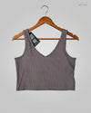 Secondhand Branded Womens Tank Top by CUT LABEL, Gray Polyester fabric, Premium condition, for Womens - Online Thrift Shop Peshawar Pakistan